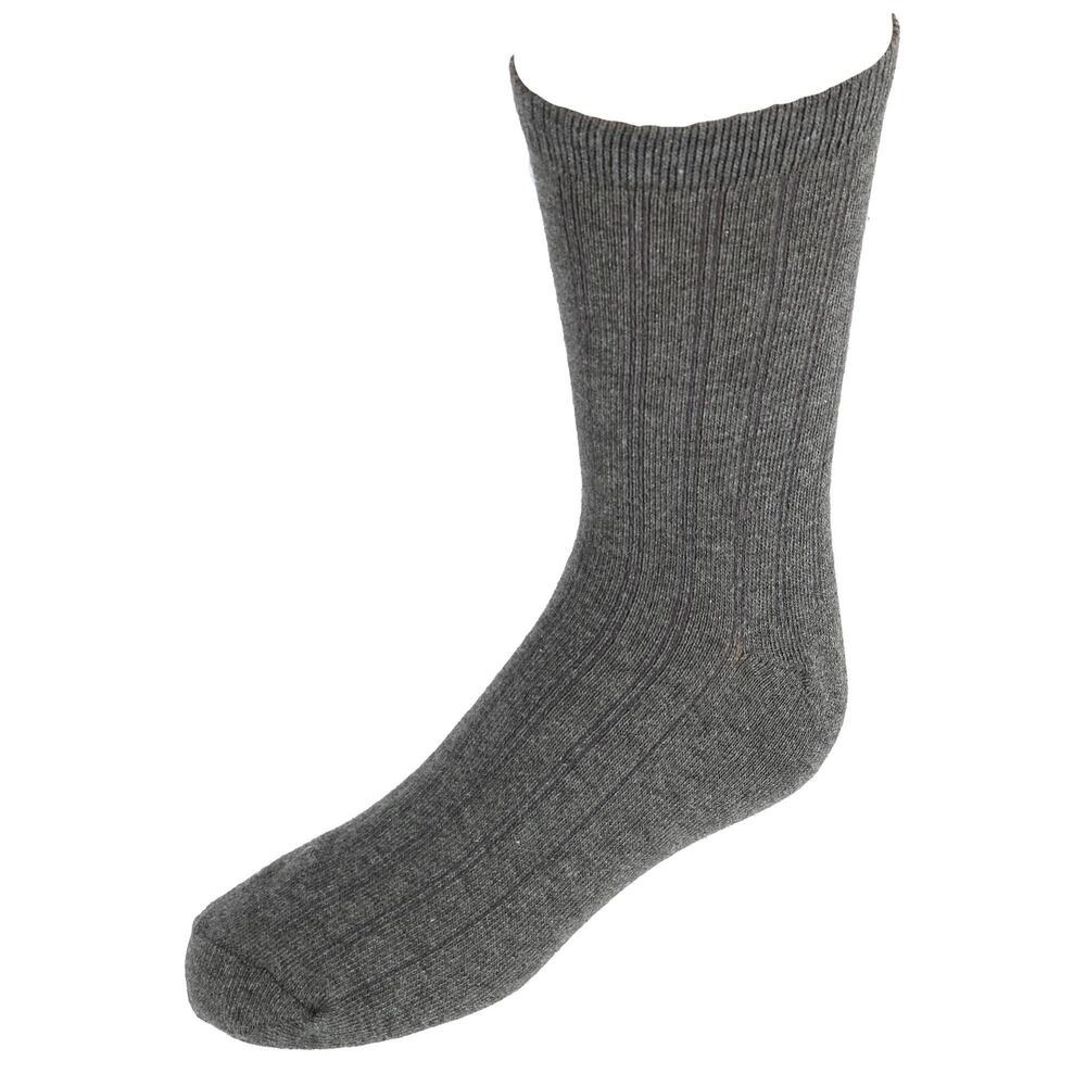 Jefferies Socks Kids' Cotton Ribbed Uniform Crew Socks, Medium, Grey 11226